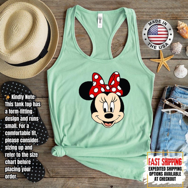 Disney Minnie Mouse Classic Tank Top, Disney Couples Tank Tops, Mickey and Friends Tank, Disneyland Matching Tank Tee Bild 3