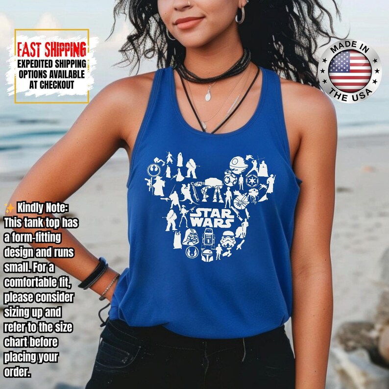 Disney Star Wars Tank Top, Mandalorian Tank Tee, Galaxy's Edge/Darth Vader Women Racerback and Men Tank Top image 12