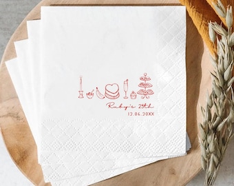 Personalized Birthday Tea Party Napkins, Custom Afternoon Tea Cocktail Napkins, Elegant Dessert Beverage Napkins, Tea Party Guest Towels