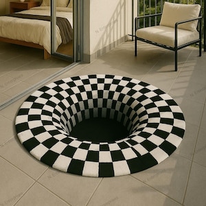 Optical illusion hand made Tufted Rug, Mysterious rug, Living room floor mat, Gift for Him, Custom Area Rug, Abstract Rug Gift, House  Gift