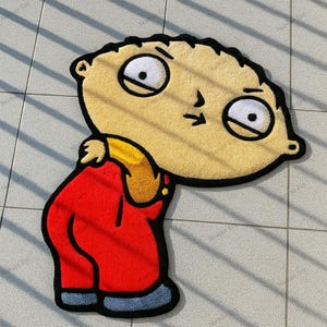 Funny Cartoon Stewie Griffin Tufted Rug –Handmade Custom Floor Mat, Unique Room Decor, Bold Character Rug for Fans, Gift Idea, birthday gift