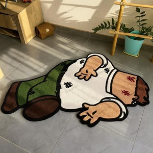 Peter Griffin smashed rug, family guy custom rug tufting, Cool Gift for Fans, fluffy rug, custom tufted rug, tufted rugs, fiber art.