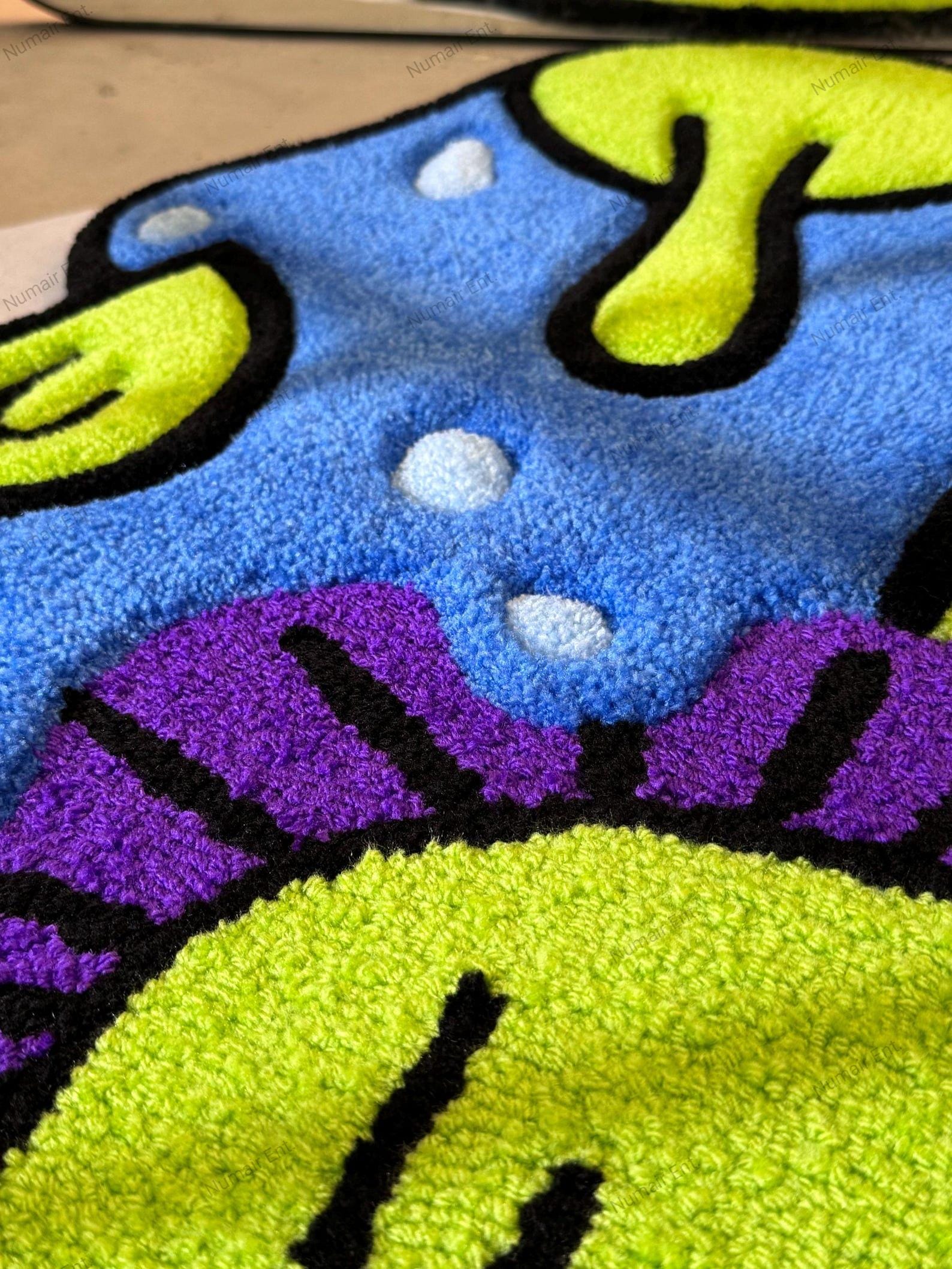 Handmade Trippy Mushroom Rug,dripping Cartoon Style Tufted Rug, Bold ...