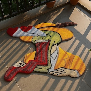 The Mask Inspirierter Teppich - Handgemachter Tufted Cartoon Charakter Teppich, Bunte Pop Art Bodenmatte, Einzigartige Wanddekoration oder Geschenk für Filmfans, 3D Teppiche