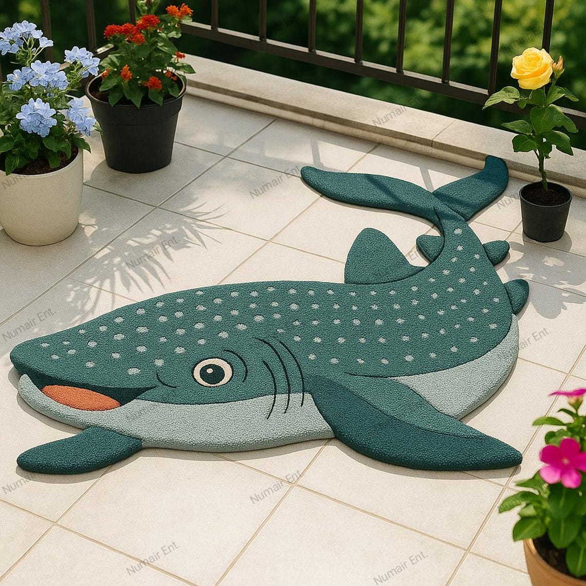 Whale Shark Shaped Rug –sea Life Floor Mat for Coastal Ocean Animal ...