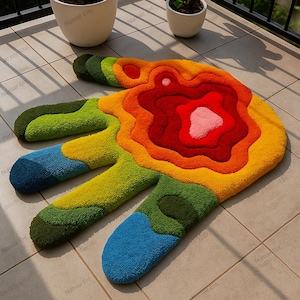 Colorful 3D Hand-Shaped Tufted Rug – Thermal Hand fluffy Rug tufted custom carpet,Abstract Art Carpet for Living Room or Bedroom Decor