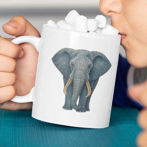 Elephant Ceramic Mug, Cute Animal Mug, Coffee Lover Gift, Personalized Mammal Mug, Eco-Friendly Drinkware, Kids Mug, Elephant Lover Gift