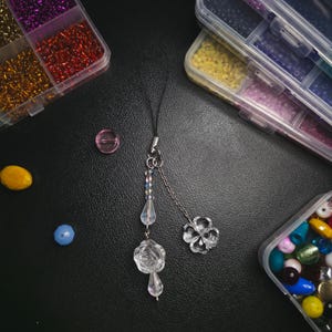 Phone Charm, Crystal, Keychain, Beaded Accessory
