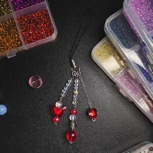Red Phone Charm Keychain Bag Charm Beads