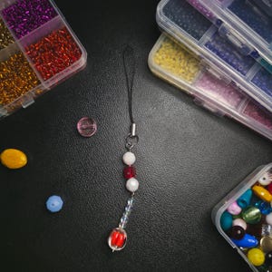 Red Phone Charm Keychain Bag Charm Beads