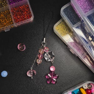 Pink Phone Charm Keychain Bag Charm Beads
