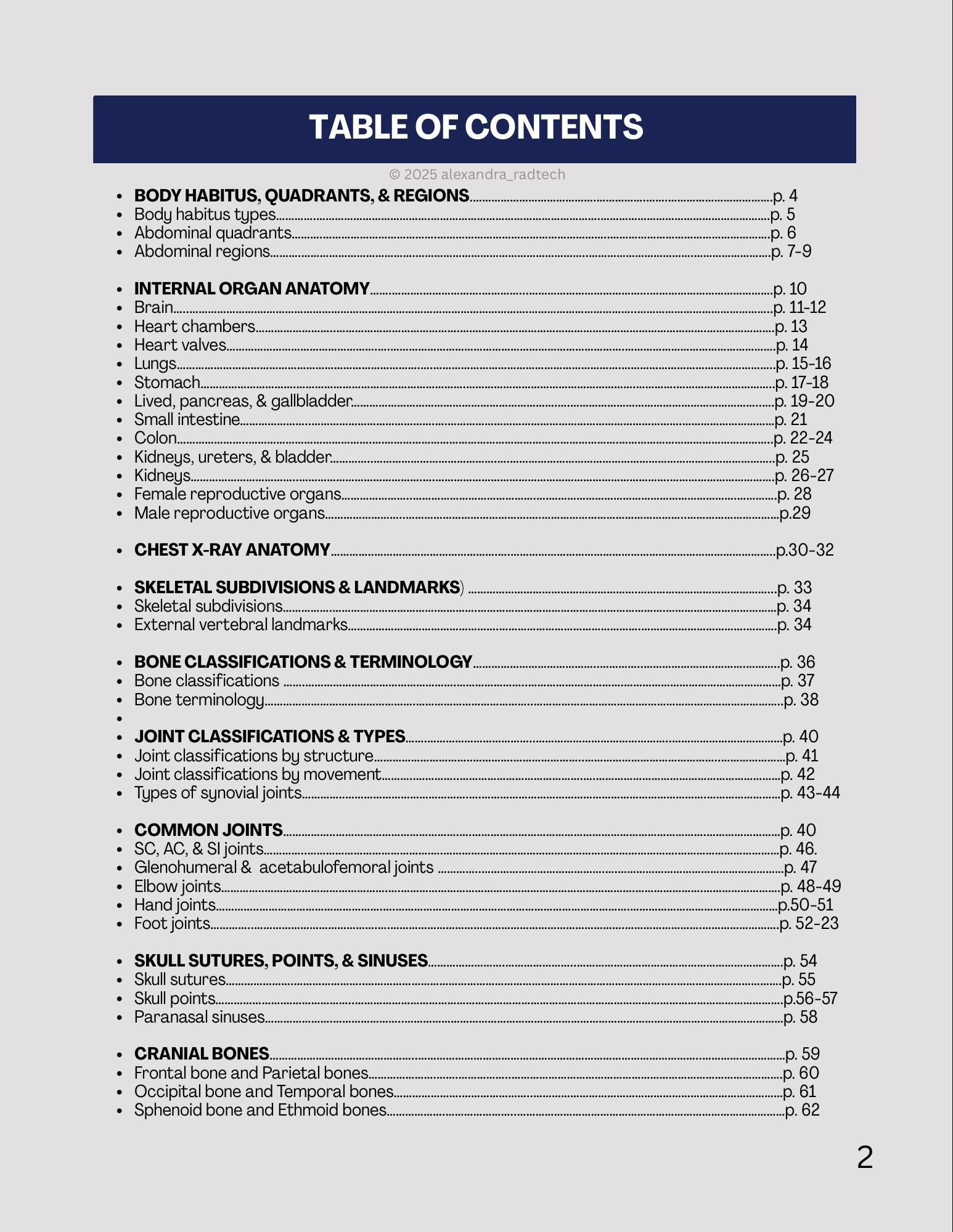 Radiographic ANATOMY Study Guide for Radiologic Technology Students ...