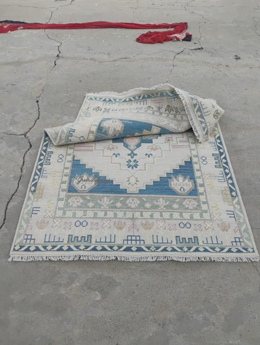 Vintage Oushak Rug 4x6, Large Area Rug, Handmade Neutral Look 5x7 6x7 ...