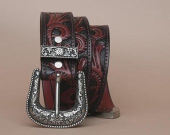 Leren cowboyriem voor heren | Handgemaakte western gesp