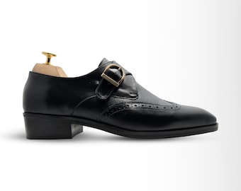 Sapatos masculinos Wingtip Monk Strap | Couro Piel Cuero feito à mão