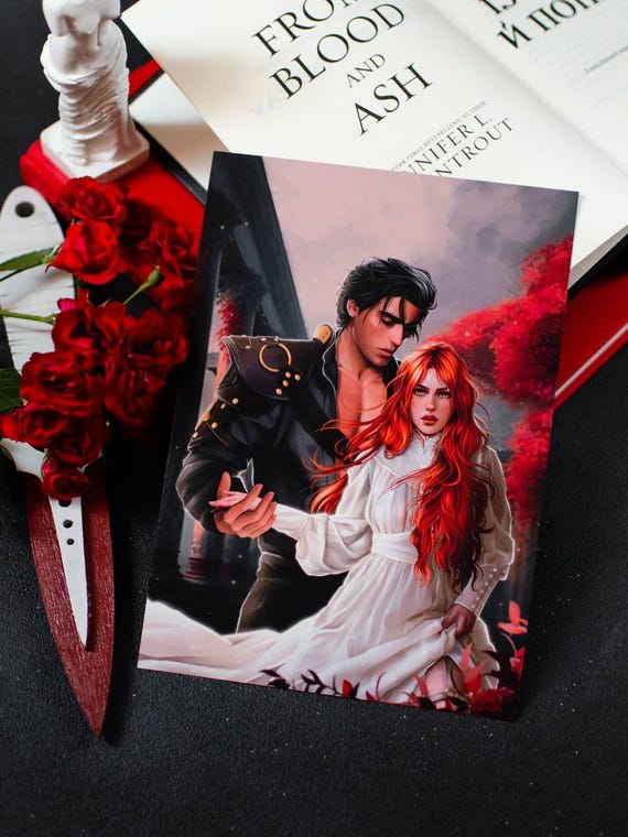 poppy red dress from blood and ash Set of 4 Shelfie characters - Heartmates box