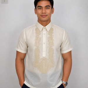 filipino men's dress shirt Pina Cocoon Calado Premium Barong Tagalog - Zedrick