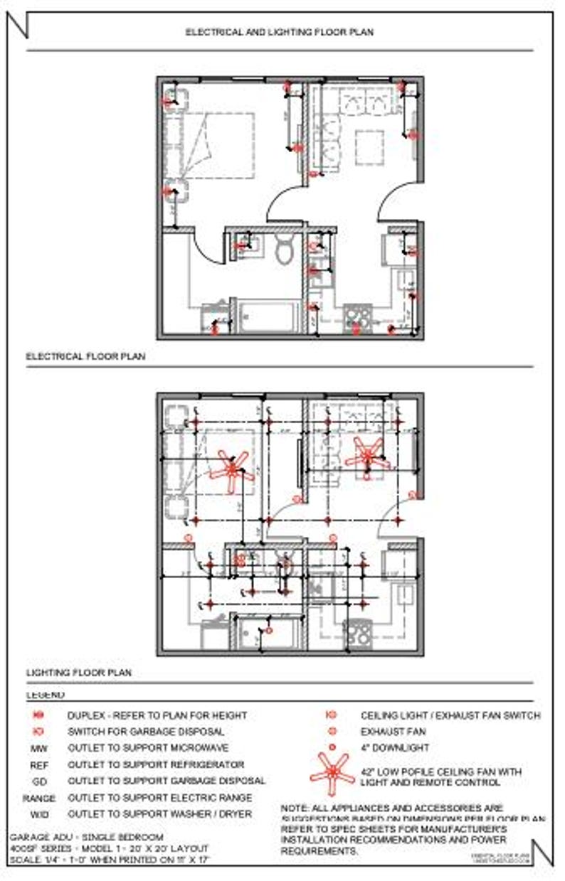 400 Sqft ADU Layout Model-01: 1 Bed 1 Bath Compact Home (PDF Download