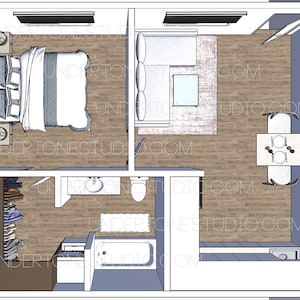 500 SqFt ADU Layout Model-01: 1 Bed 1 Bath Compact Home (PDF Download)