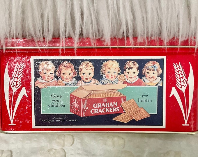 Rare Vintage Nabisco GRAHAM CRACKER Tin Box Red Collectible Americana