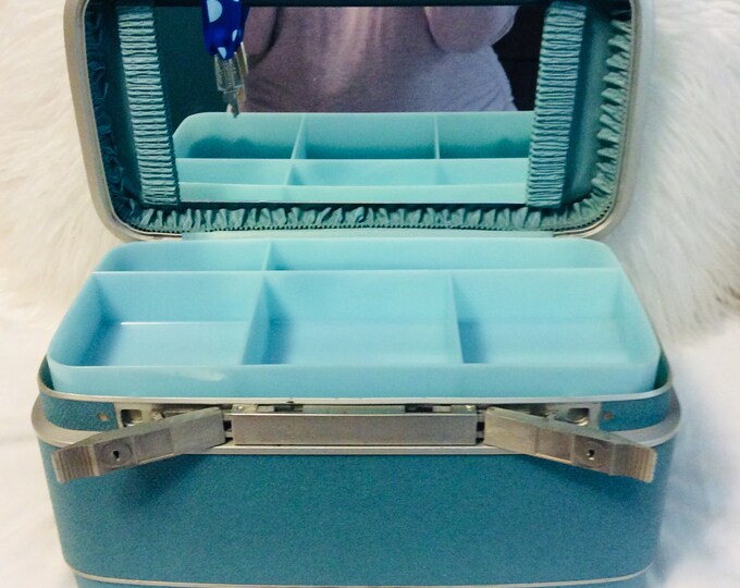 Vintage Blue Samsonite Train Case With Tray and Key Blue Etsy