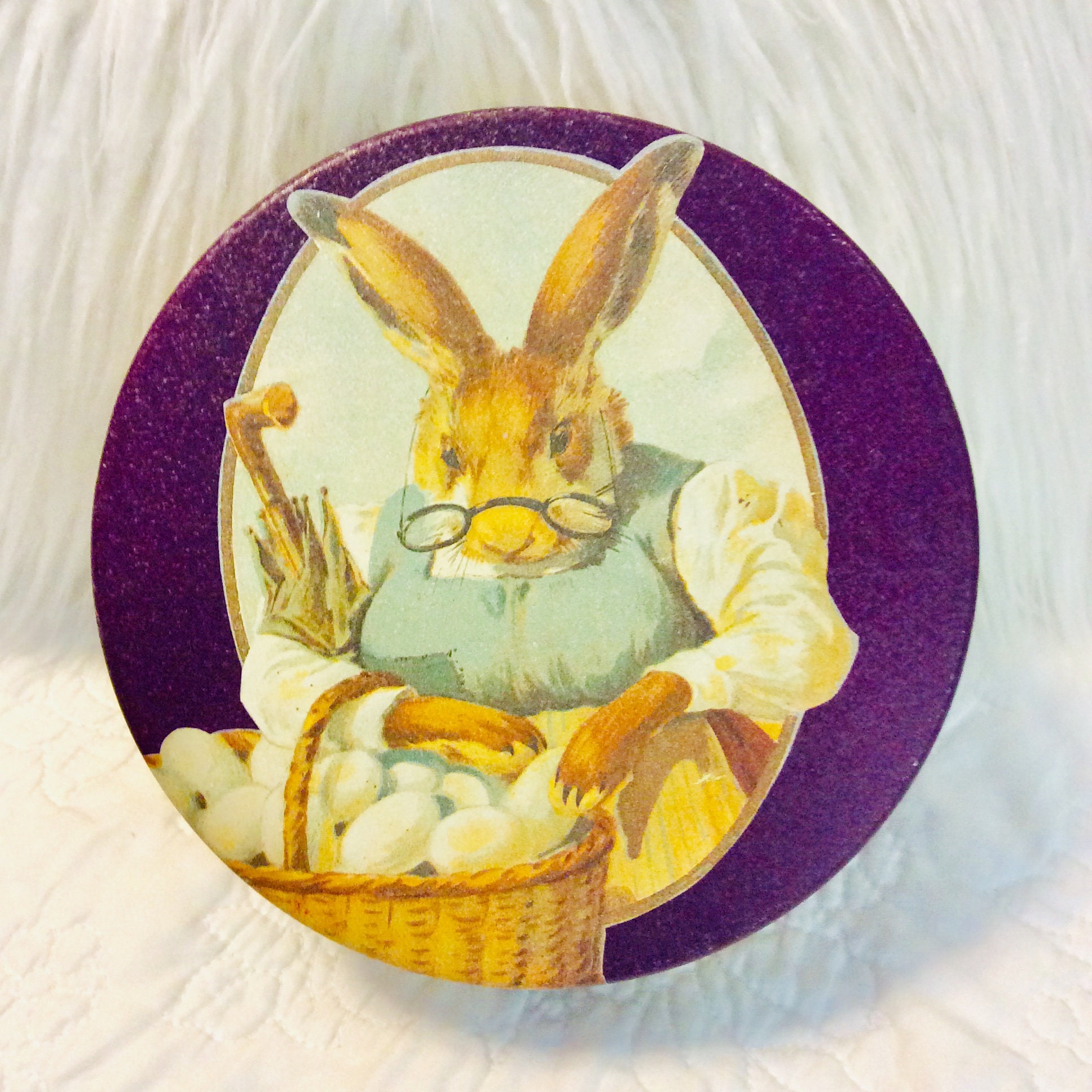 Vintage Rabbit Easter Tin Box with Victorian 1900 Postcards Etsy