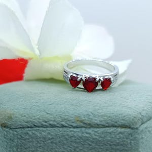 5mm Heart Cut Ruby Engagement Ring Red Heart Shape Diamond Ring Sparkling Elevated Heart Gemstone Ring Romantic Gift For Girlfriend