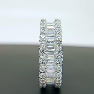 Baguette Diamond Band,925 Sterling Silver Emerald Cut,Wedding Band,Eternity Band,Stacking baguette Band,Simulated Diamond,Minimalist Band