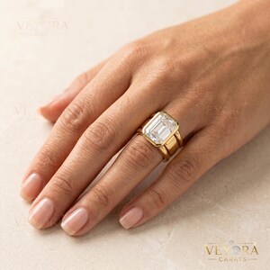 Emerald Oura Ring 5 Cover 14K Solid Gold Smart Ring Jacket Silver Oura Enhancer Diamond Protector | Oura 5 Ring Stacker image 14