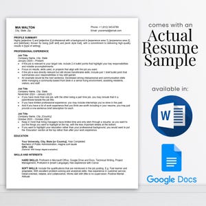 ATS Friendly Resume Template Google Docs, Word, ATS Resume, Simple Resume, Recent Grad, New Grad, Limited Experience, Basic Resume