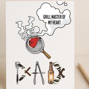 Grill Master Dad Digital Card | Funny BBQ Card | 5x7 Printable | Instant Download | Grill Tools Art | Dad Birthday Card | Chef | Cooking