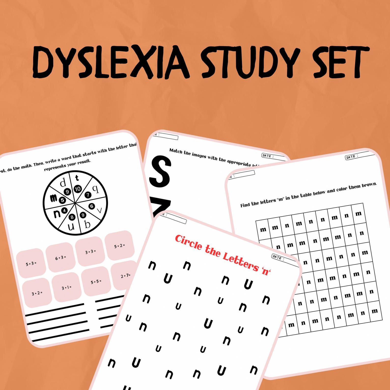 Dyslexia Printable Learning Set Letter Tracing, Matching Games and