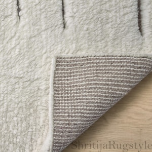 Moroccan Contemporary Ivory Grey Bohemian Boho rugs |  9x12, 8x10, 10x14 oversize large bedroom rugs | Berber shag soft wool pile area rugs