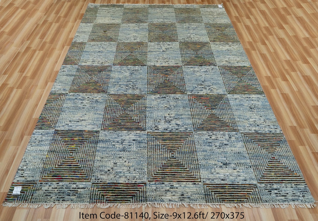 9x12 Gray Silk Geometric Pattern Traditional Modern Large Area Rugs ...