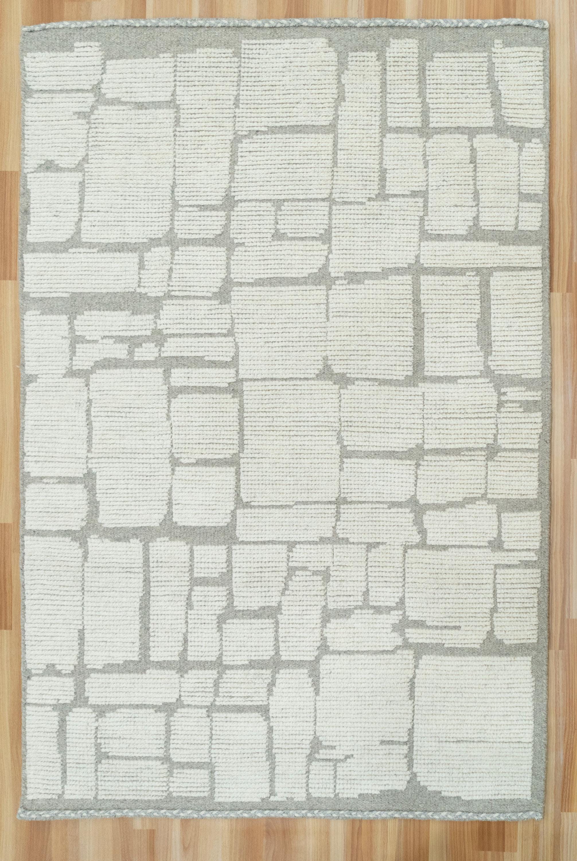 Handmade Beni Ourain Wool Rug: Custom Moroccan Gray Rug