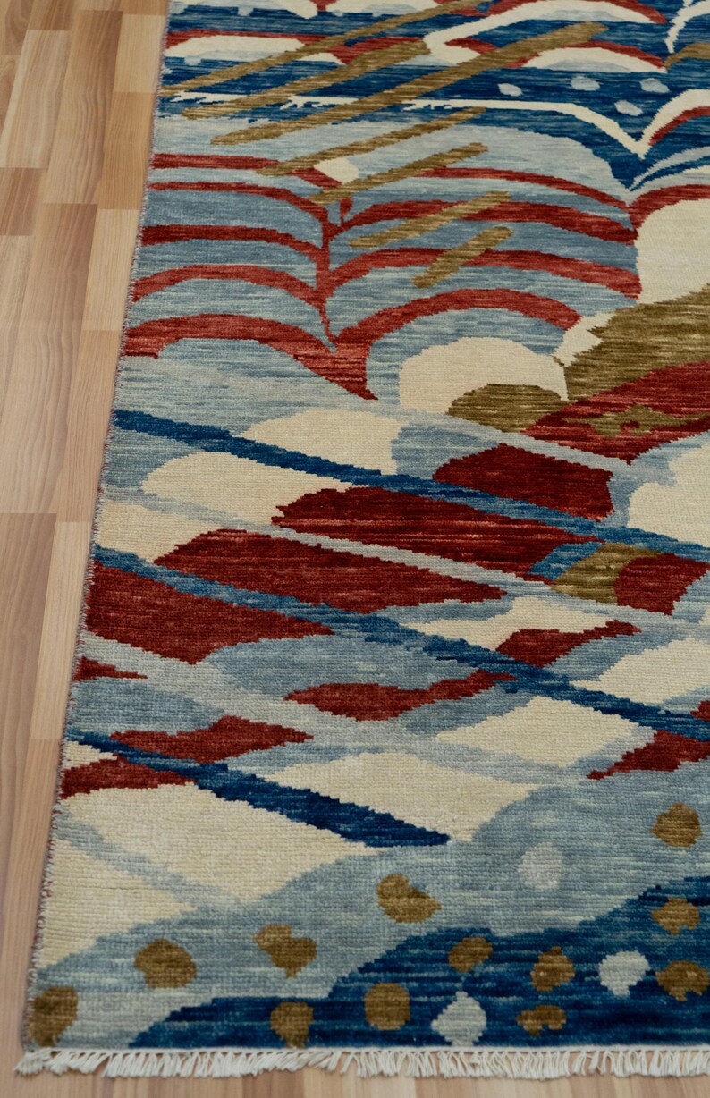 9x12 Vintage Hand Knotted Colorful Wool Area Rug: 8x10 Modern Abstract ...