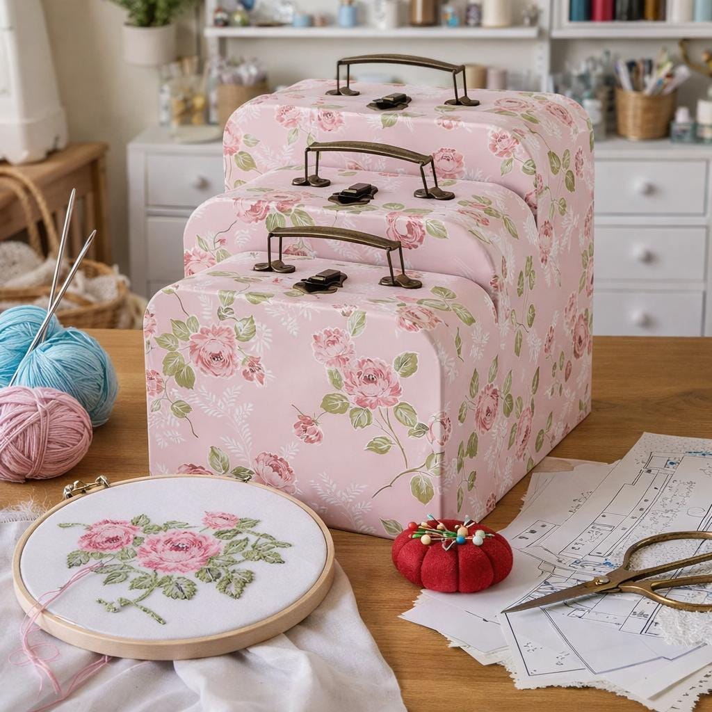 Floral Storage Cardboard Nesting Boxes Set of 3, Decorative Craft Room ...