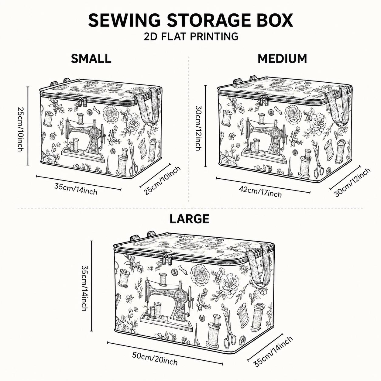 Fabric Sewing Organizer Box, Quilting & Embroidery Storage Case, Craft ...