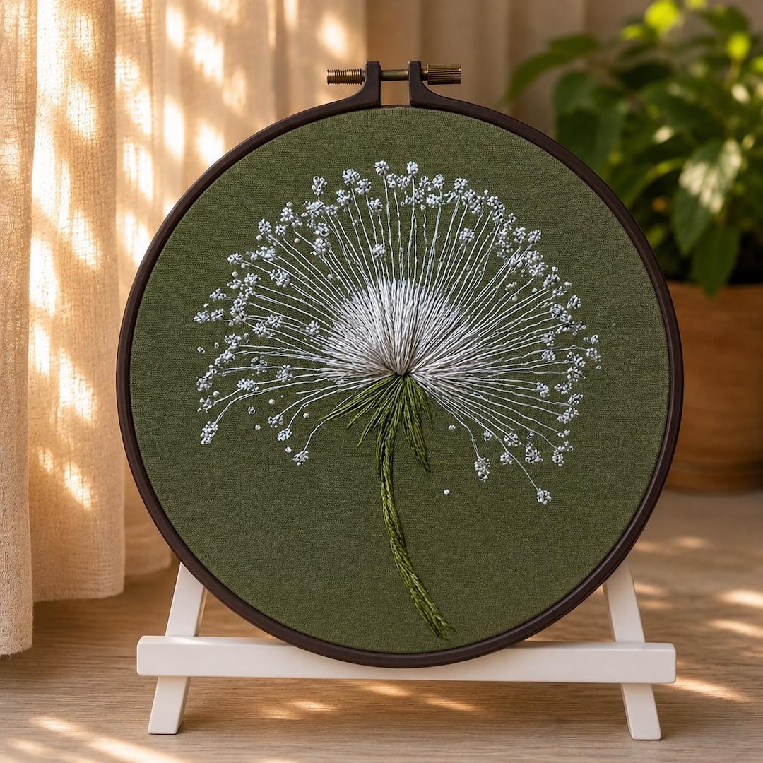 Dandelion Embroidery Kit for Beginners, Flower Needlepoint Kit, DIY ...