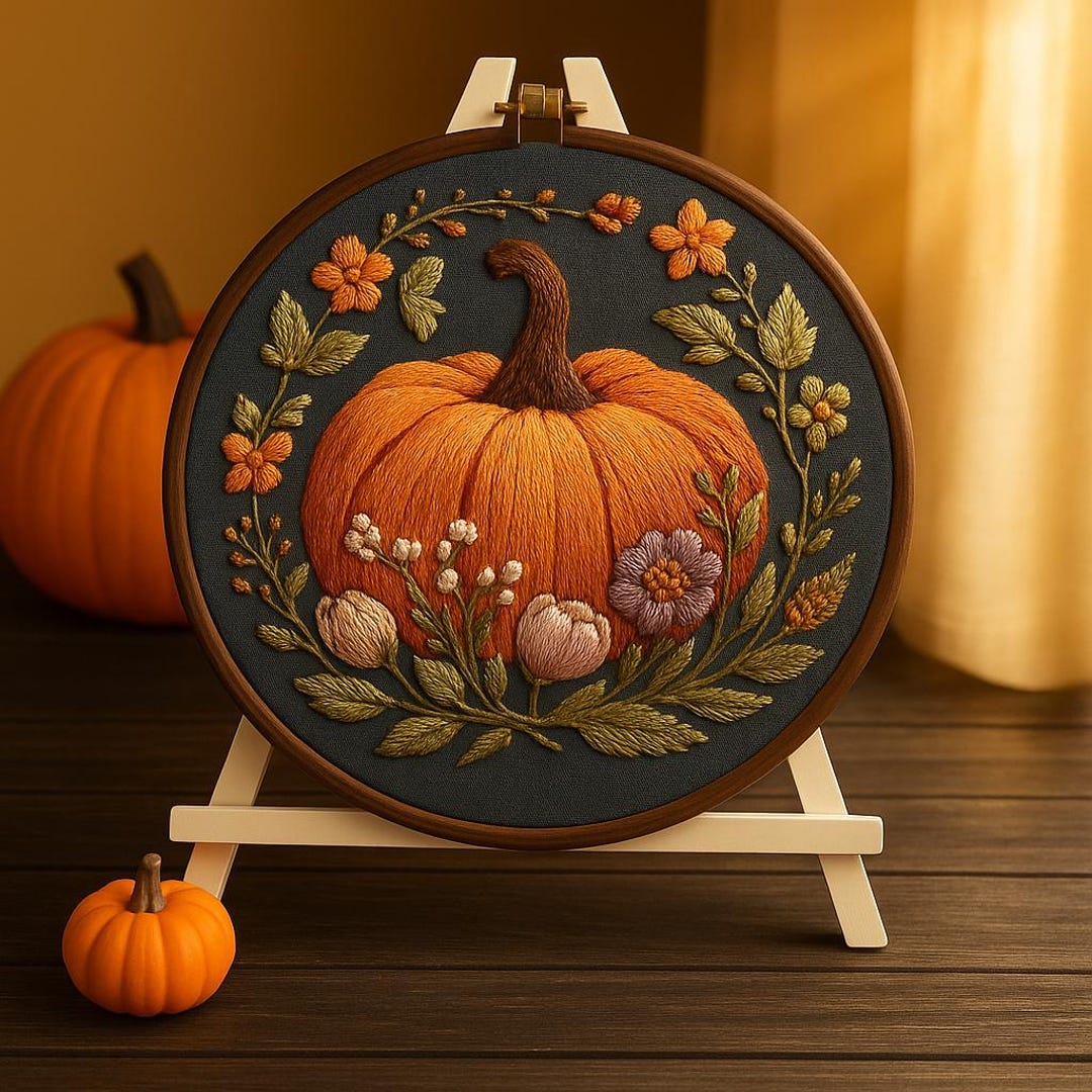 Fall Pumpkin Embroidery Kit: Beginner DIY Needlework, Autumn Decor - Etsy