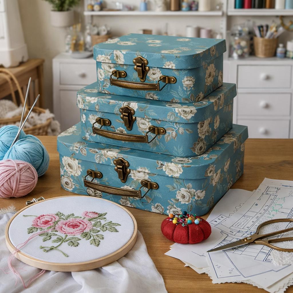 Floral Storage Cardboard Nesting Boxes Set of 3, Decorative Craft Room ...