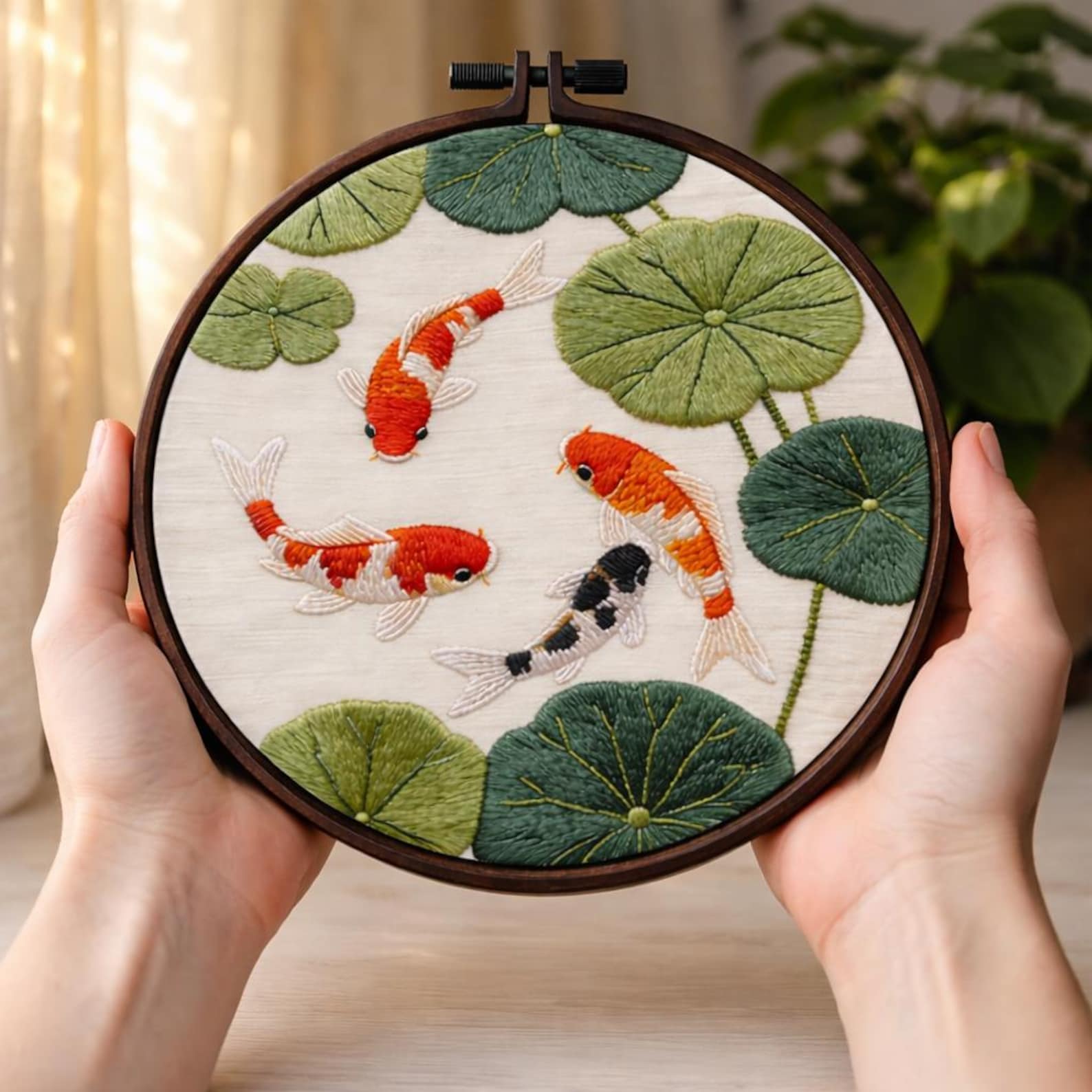 Koi Fish Embroidery Kit for Beginners, DIY Satin Stitch Starter Kit ...