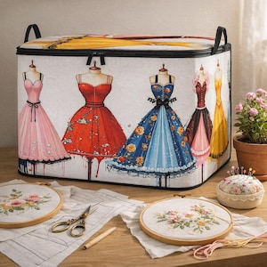 Craft Storage Box, Organizer for Sewing Supplies, Embroidery Organizer Box, Knitting caddy