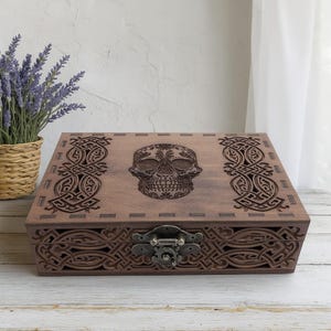 Gothic Wooden storage box, Embroidery Travel box, Gift box, Accessories box, Wooden sewing box, Halloween decor, Witchy Esoteric gift