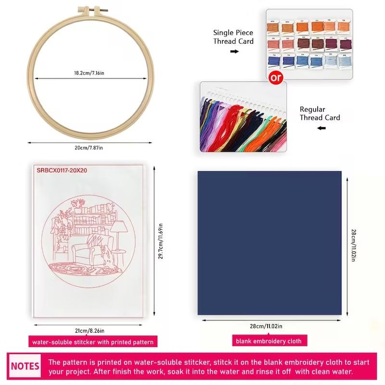 Floral Bookshelf Embroidery Kit for Beginners, Book Satin Stitch Kit ...