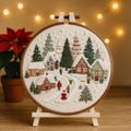 Christmas Embroidery Kit for Beginners: Cozy Winter Village Needlework product logo