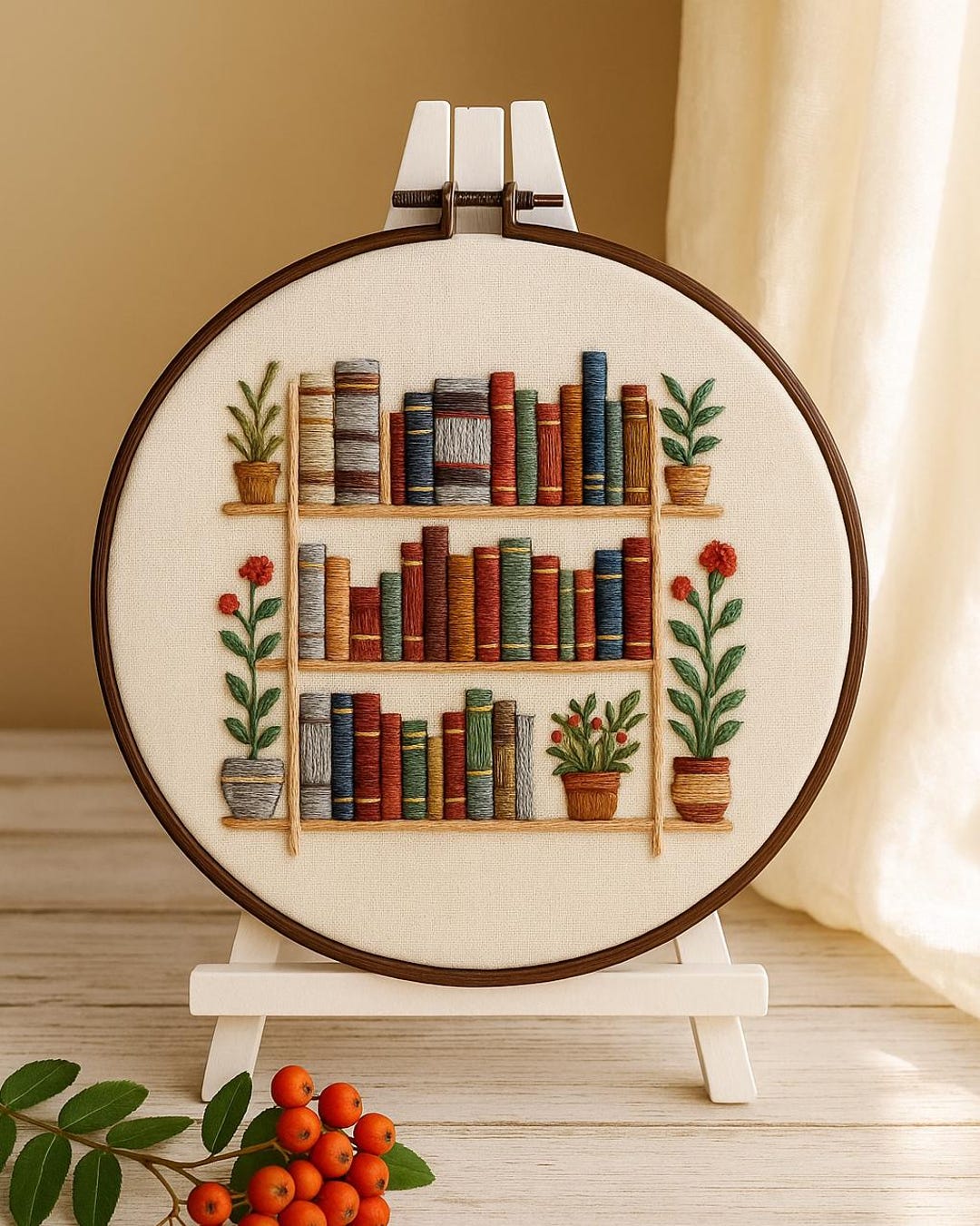 Floral Bookshelf Embroidery Kit: Beginner DIY Book Lover Gift - Etsy