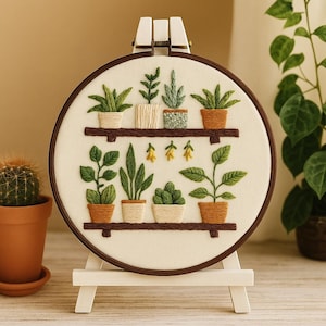 Beginner Green Plants Embroidery Kit: DIY Botanical Decor