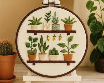 Kit de bordado de plantas verdes para principiantes: decoración botánica para hacer tú mismo