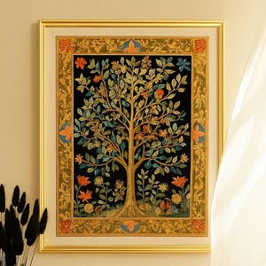 Tree of life Embroidery cross stitch kit, Vintage Floral Embroidery kit, DIY Center of the Universe kit, Colorful tree embroidery
